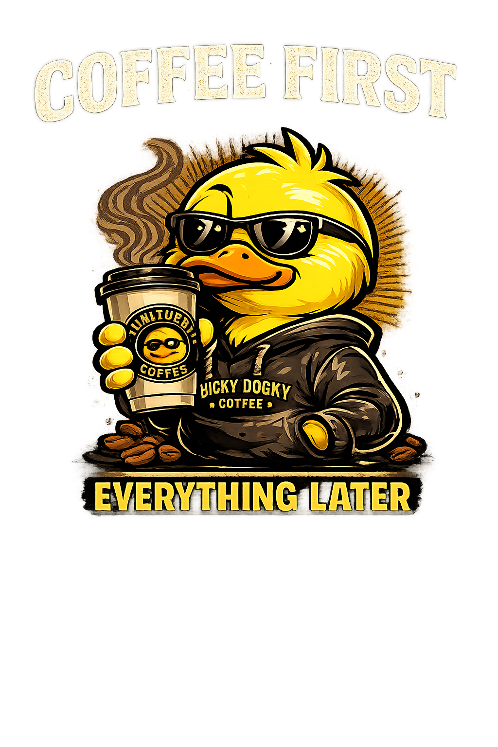 Coffee First, Everything Later – Lucky Ducky Coffee Tee - Lucky Ducky Coffee - Palm Springs