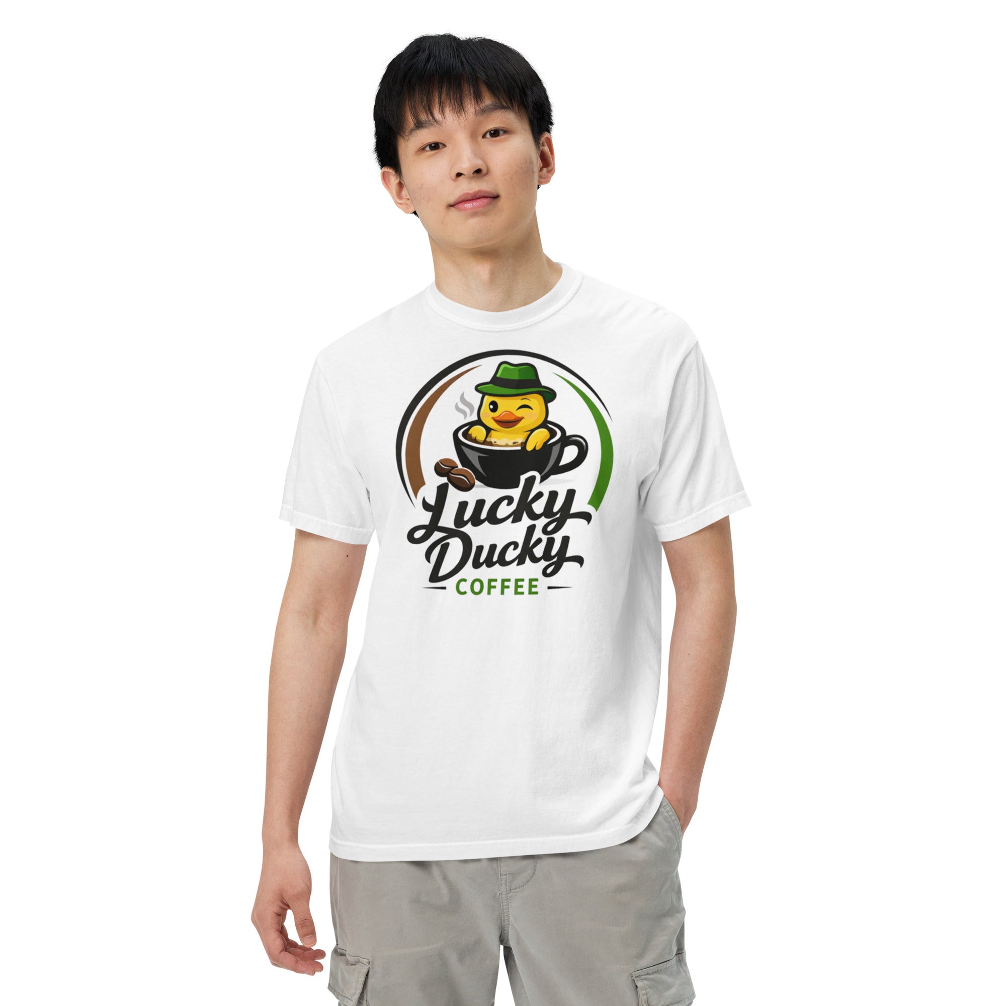 Lucky Ducky Garment-Dyed Heavyweight Tee - Lucky Ducky Coffee - Palm Springs