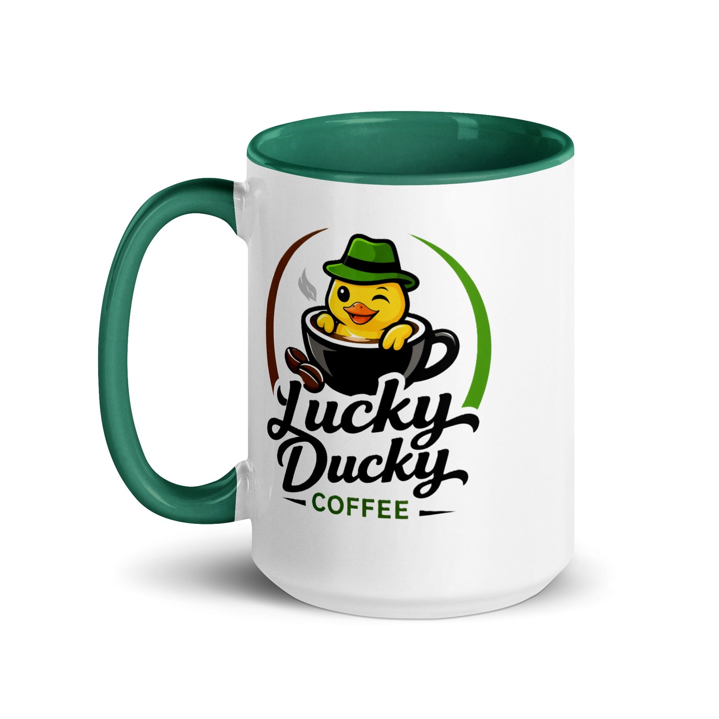 Lucky Ducky Dark Green Accent Ceramic Mug - Lucky Ducky Coffee - Palm Springs