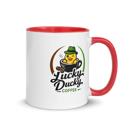 Lucky Ducky Red Accent Ceramic Mug - Lucky Ducky Coffee - Palm Springs