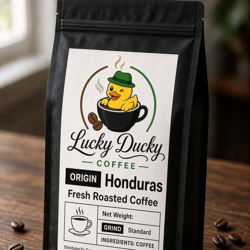 Lucky Ducky Coffee Honduras single-origin medium-dark roast coffee bag