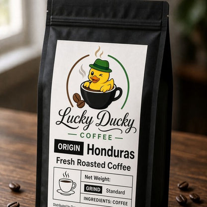 Lucky Ducky Coffee Honduras single-origin medium-dark roast coffee bag