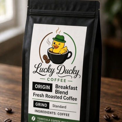 Lucky Ducky Coffee Breakfast Blend medium roast coffee bag