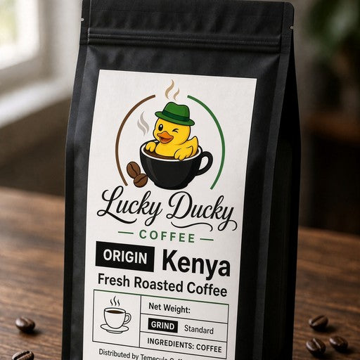 Lucky Ducky Coffee Kenya single-origin medium roast coffee bag hero image