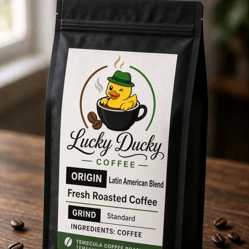 Lucky Ducky Coffee Latin American Blend medium-dark coffee bag hero image