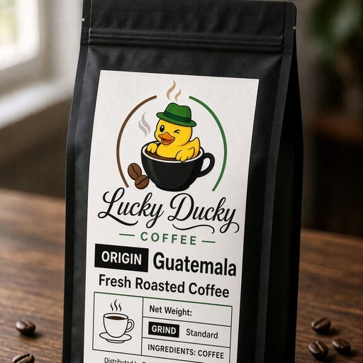 Lucky Ducky Coffee Guatemala single-origin medium roast coffee bag