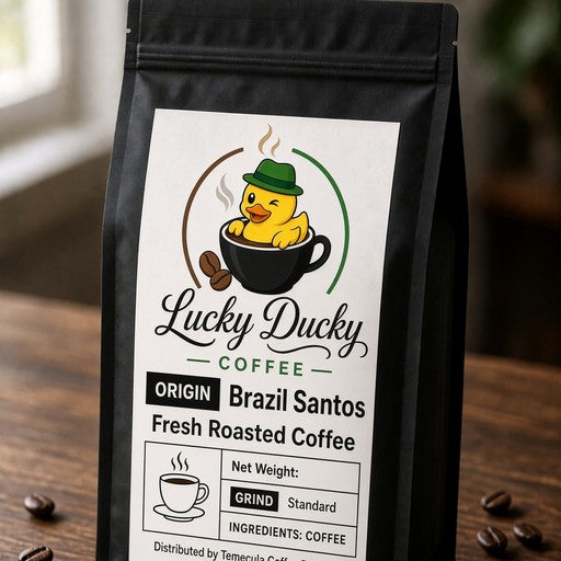 Lucky Ducky Coffee Brazil Santos single-origin medium roast coffee bag