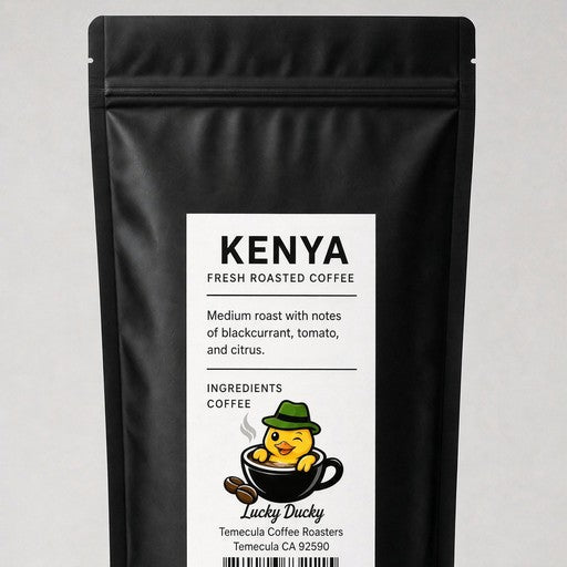 Lucky Ducky Coffee Kenya coffee bag back and packaging details