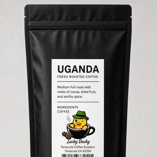 Lucky Ducky Coffee Uganda Single Origin coffee bag back and packaging details