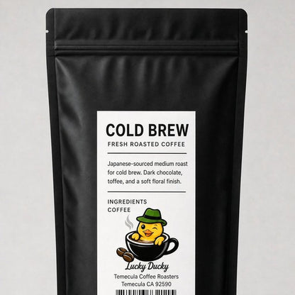 Lucky Ducky Coffee Cold Brew Coffee bag back and packaging details