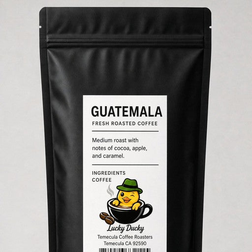 Lucky Ducky Coffee Guatemala coffee bag back and packaging details