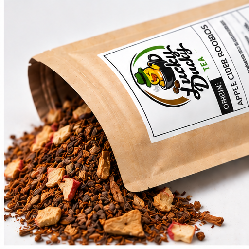 Apple Cider Rooibos tea and Lucky Ducky Tea packaging