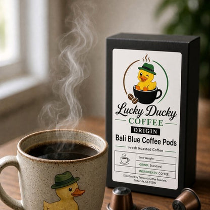 Lucky Ducky Coffee Bali single-origin coffee pods lifestyle scene