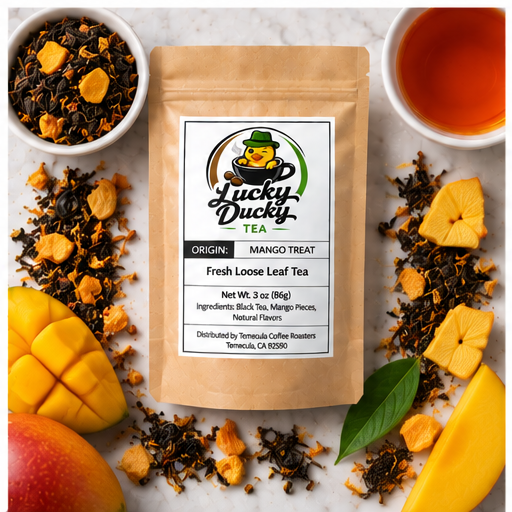 Mango Treat tea product flat lay