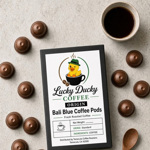 Lucky Ducky Coffee Bali coffee pods 12-pack flat lay