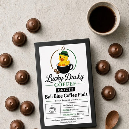 Lucky Ducky Coffee Bali coffee pods 12-pack flat lay