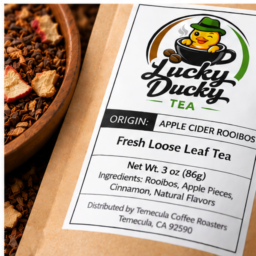 Lucky Ducky Tea Apple Cider Rooibos packaging detail