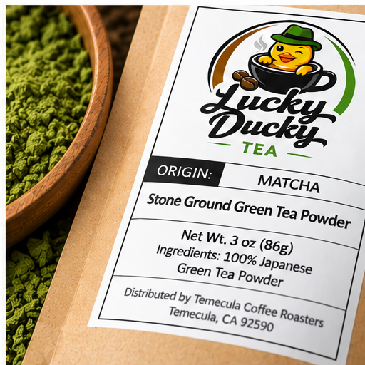 Lucky Ducky Tea Matcha packaging detail