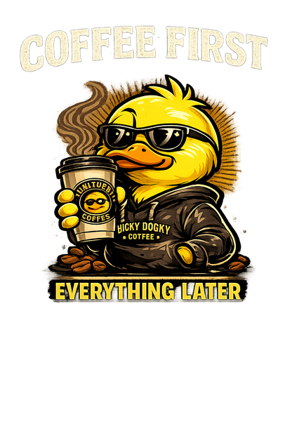 Coffee First, Everything Later – Lucky Ducky Coffee Tee - Lucky Ducky Coffee - Palm Springs