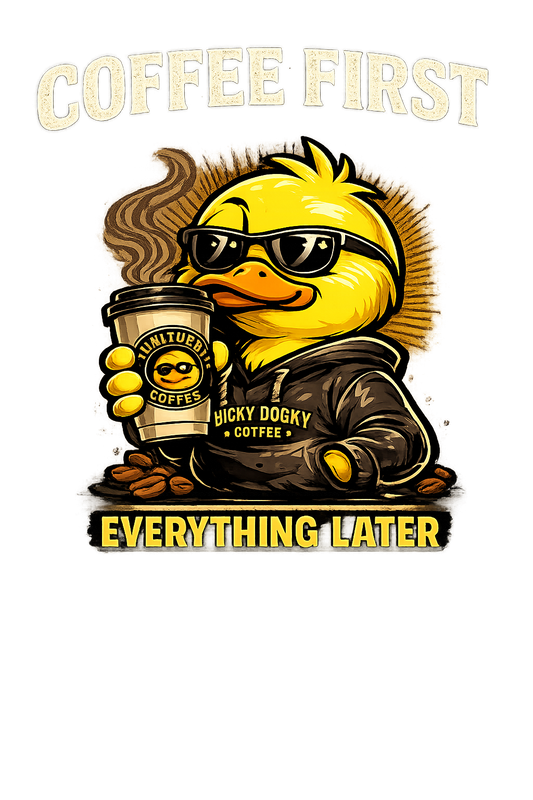 Coffee First, Everything Later – Lucky Ducky Coffee Tee - Lucky Ducky Coffee - Palm Springs