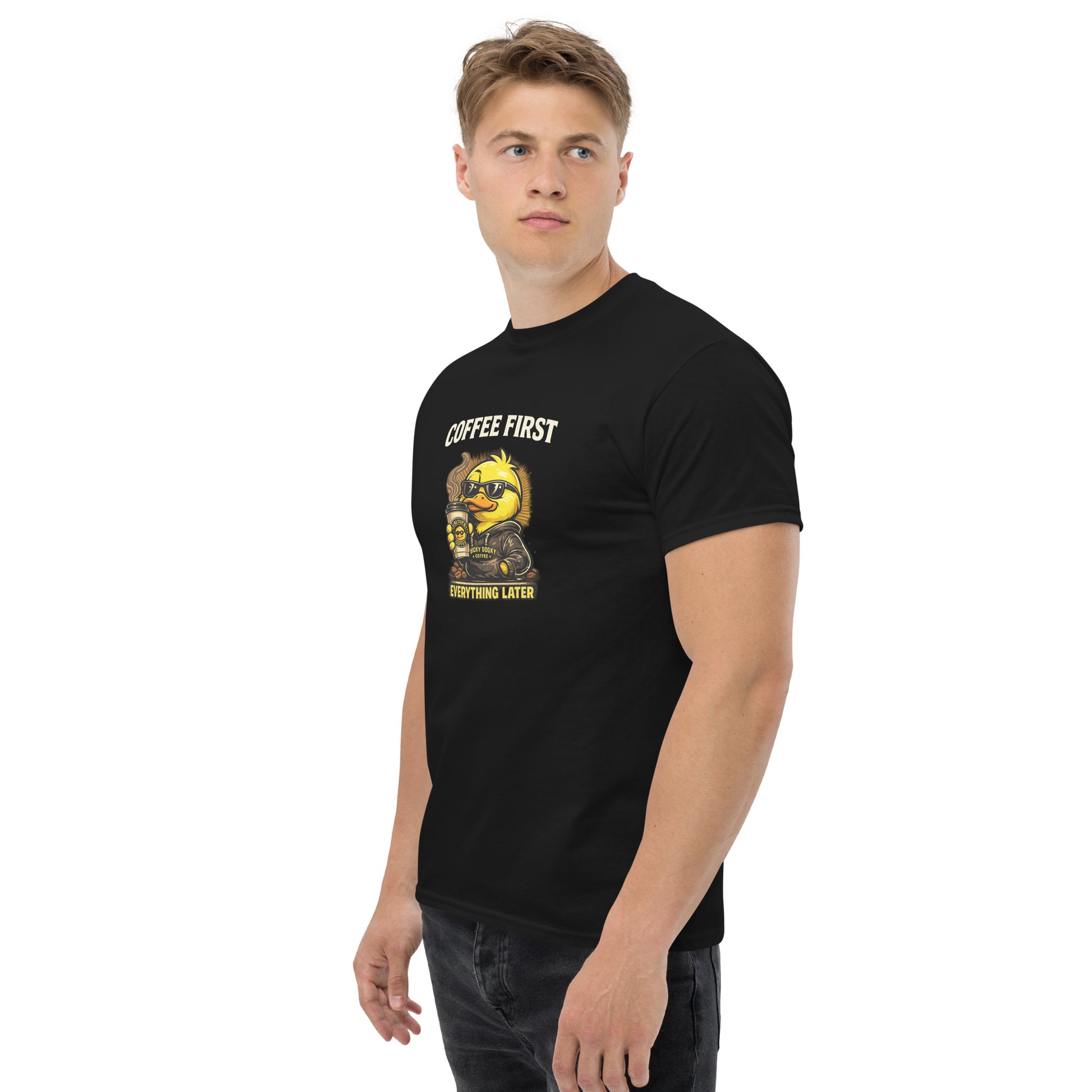 Coffee First, Everything Later – Lucky Ducky Coffee Tee - Lucky Ducky Coffee - Palm Springs