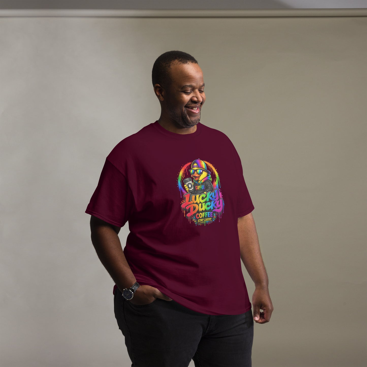 Neon Lucky Ducky Coffee Tee - Lucky Ducky Coffee - Palm Springs