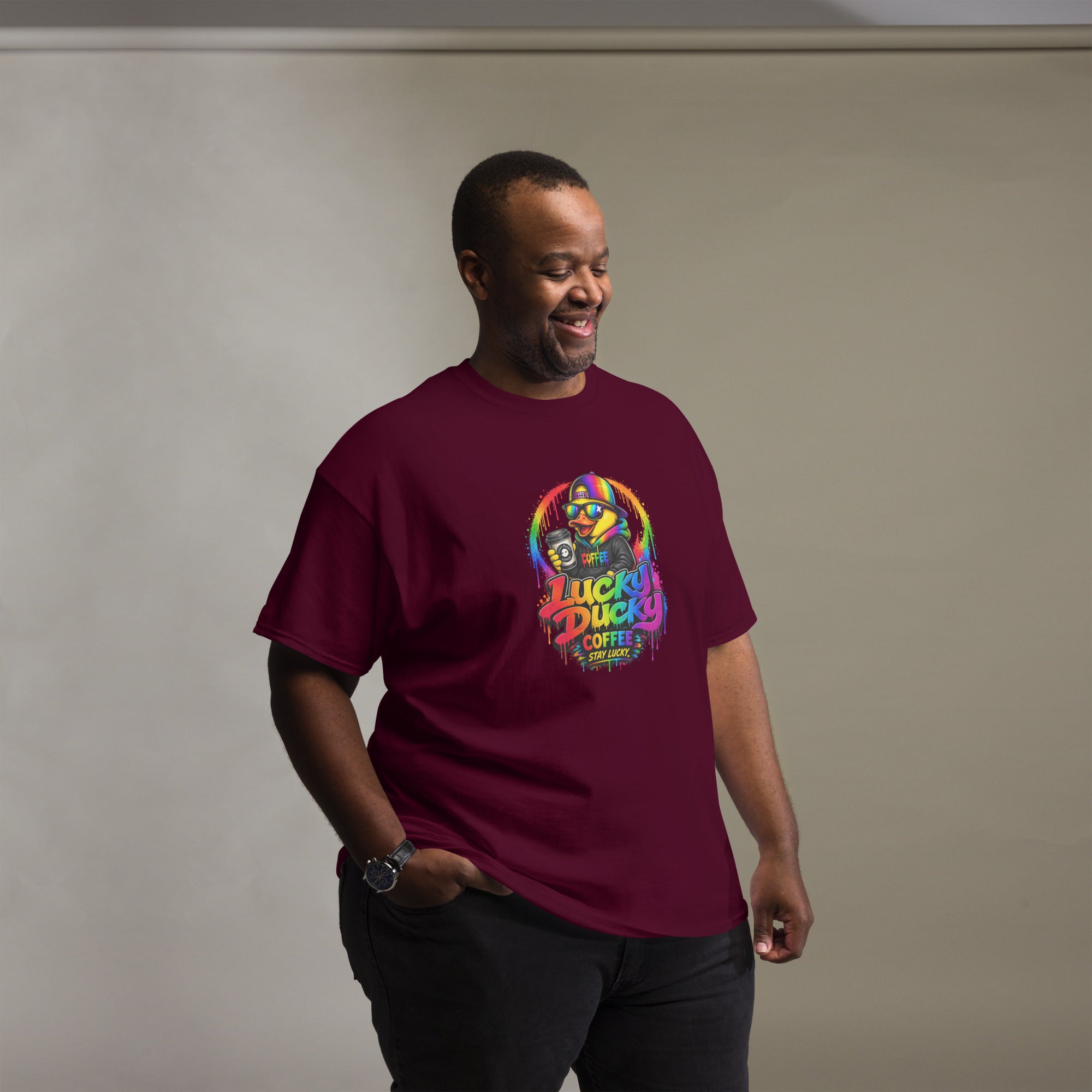 Neon Lucky Ducky Coffee Tee - Lucky Ducky Coffee - Palm Springs