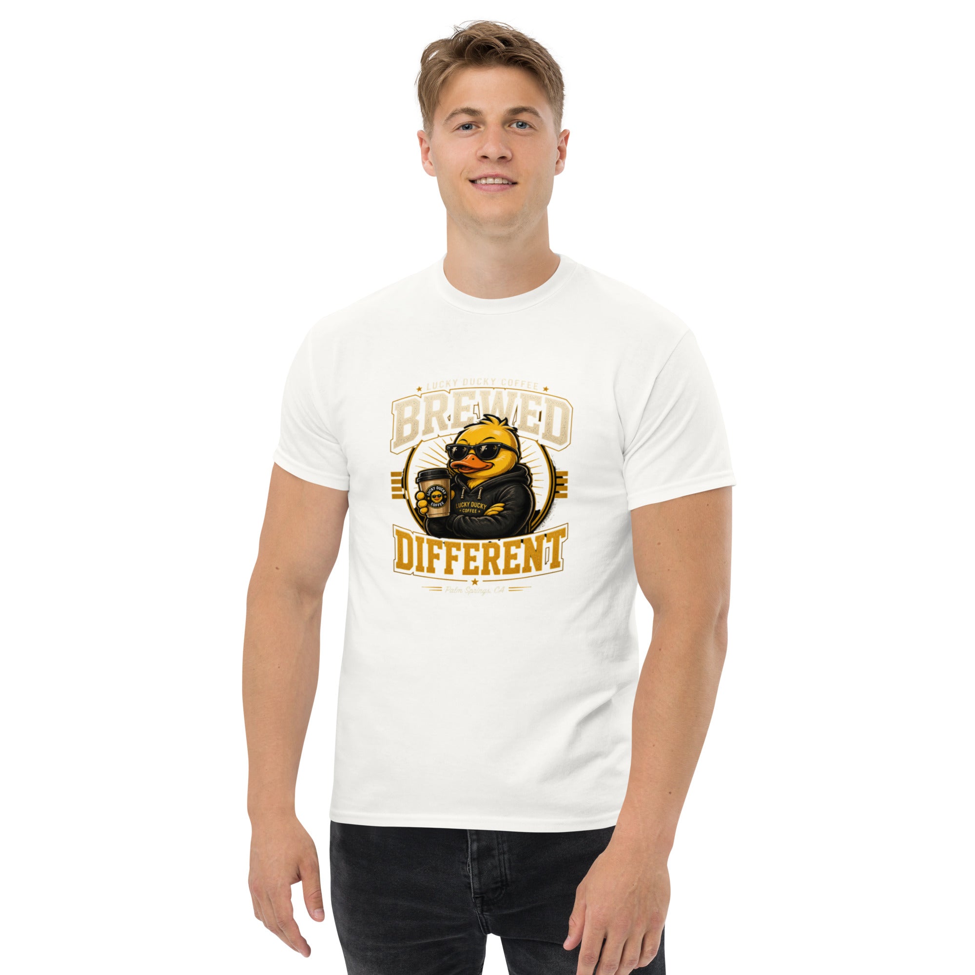 Brewed Different – Lucky Ducky Coffee Tee - Lucky Ducky Coffee - Palm Springs