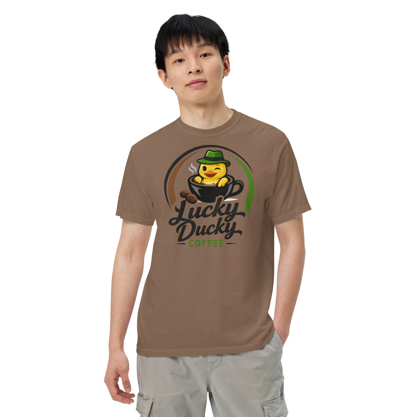Lucky Ducky Garment-Dyed Heavyweight Tee - Lucky Ducky Coffee - Palm Springs