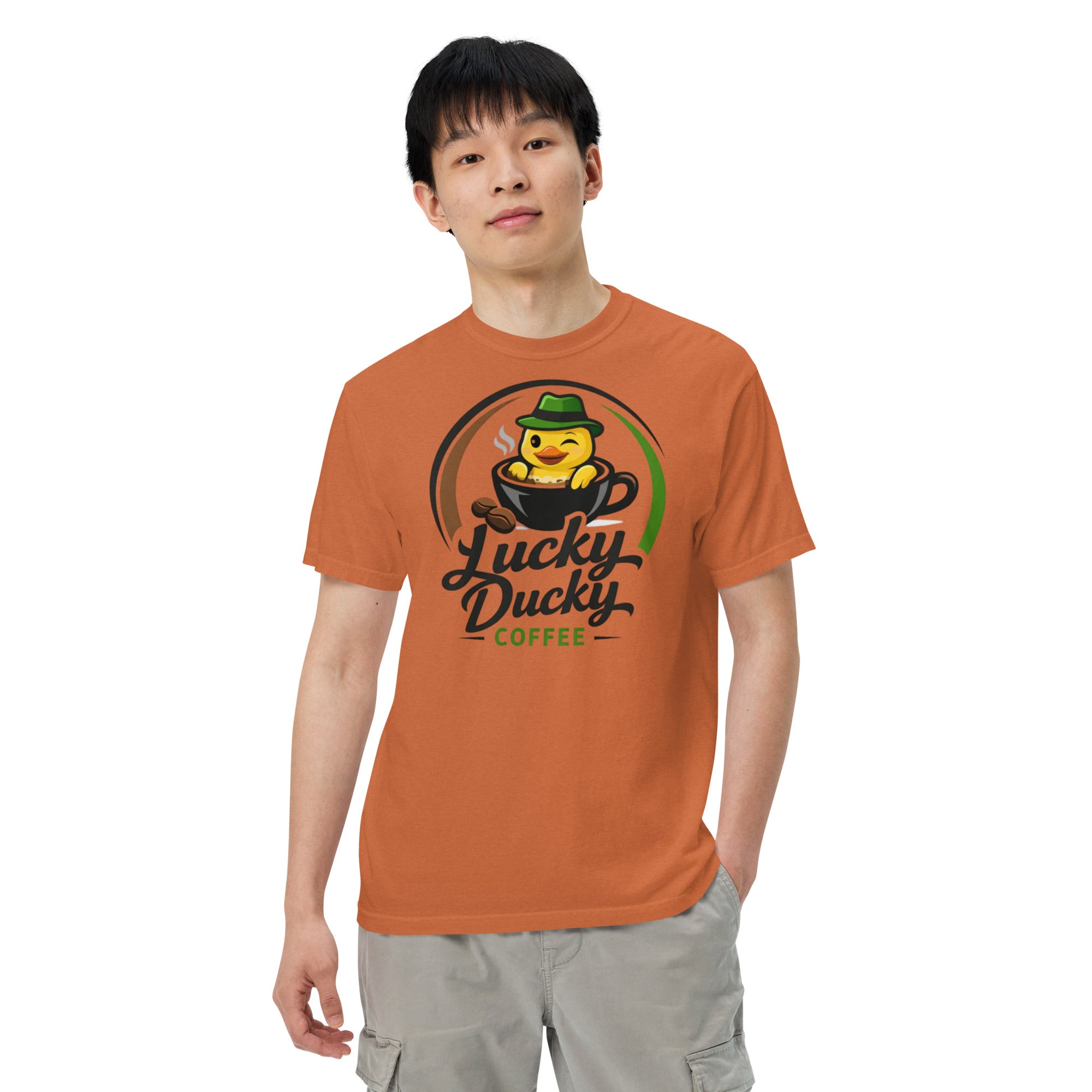 Lucky Ducky Garment-Dyed Heavyweight Tee - Lucky Ducky Coffee - Palm Springs