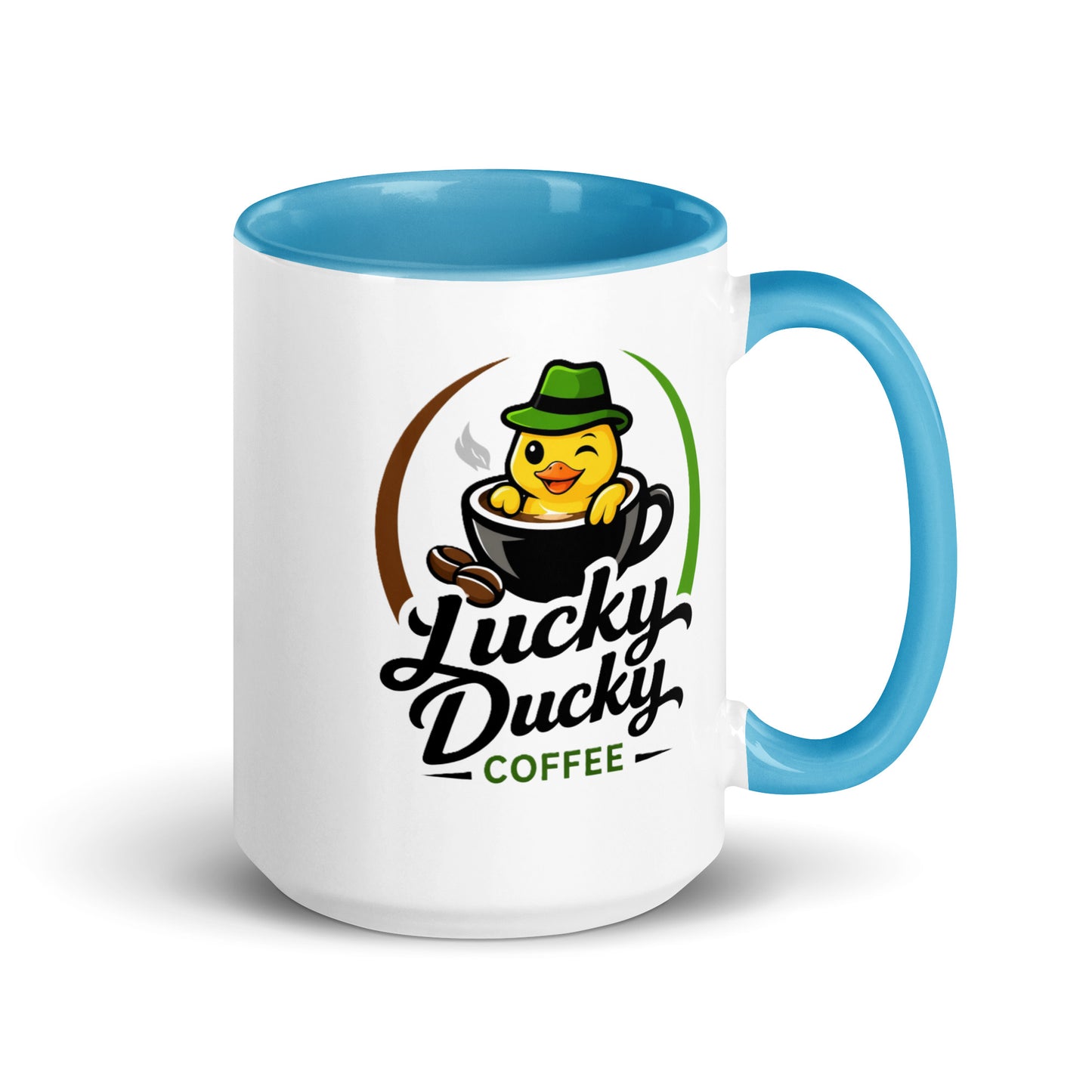 Lucky Ducky Light Blue Accent Ceramic Mug - Lucky Ducky Coffee - Palm Springs