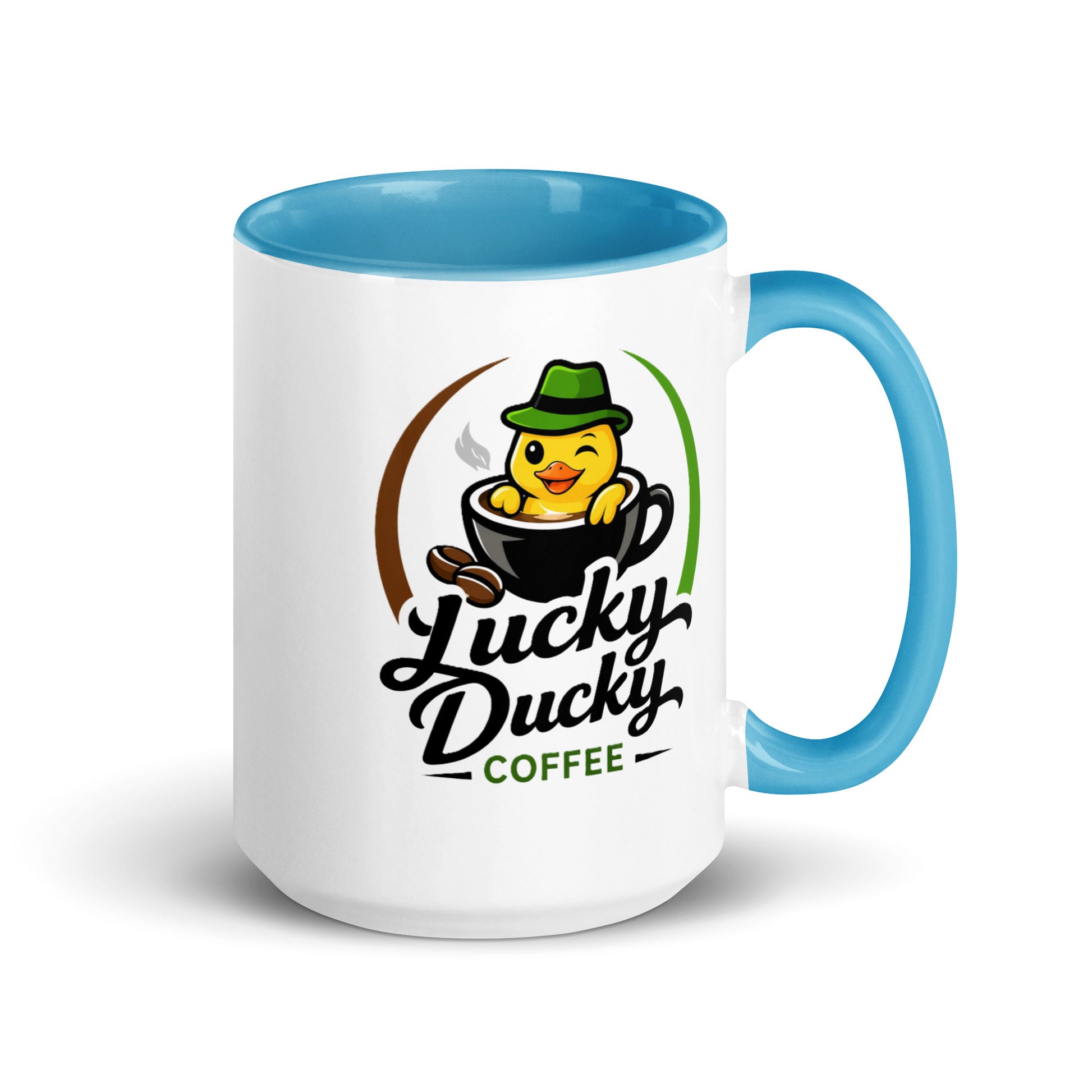 Lucky Ducky Light Blue Accent Ceramic Mug - Lucky Ducky Coffee - Palm Springs