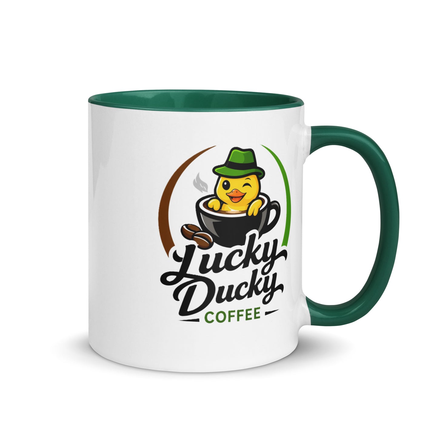 Lucky Ducky Dark Green Accent Ceramic Mug - Lucky Ducky Coffee - Palm Springs