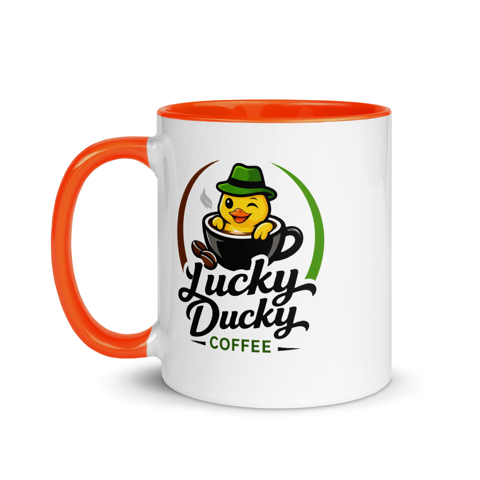 Lucky Ducky Orange Accent Ceramic Mug - Lucky Ducky Coffee - Palm Springs