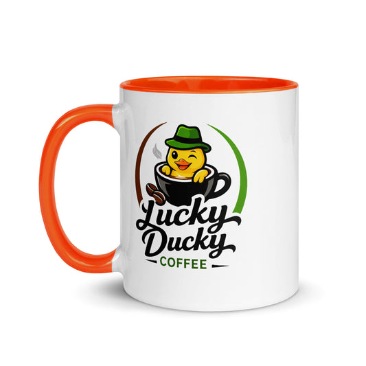 Lucky Ducky Orange Accent Ceramic Mug - Lucky Ducky Coffee - Palm Springs