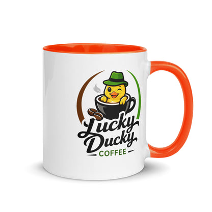 Lucky Ducky Orange Accent Ceramic Mug - Lucky Ducky Coffee - Palm Springs