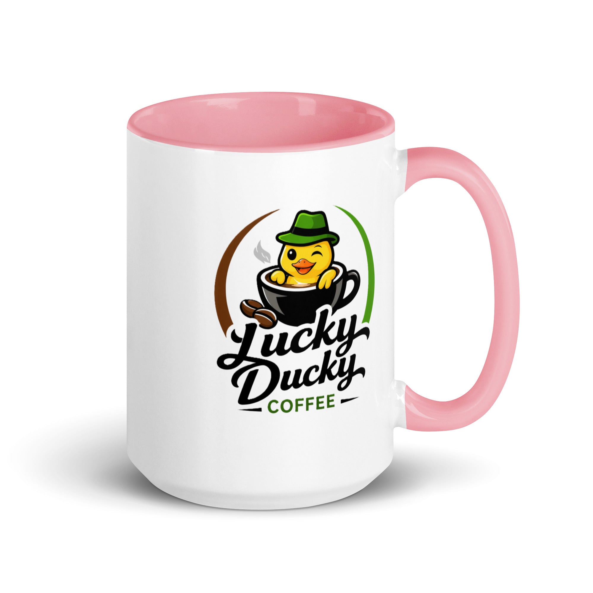 Lucky Ducky Pink Accent Ceramic Mug - Lucky Ducky Coffee - Palm Springs