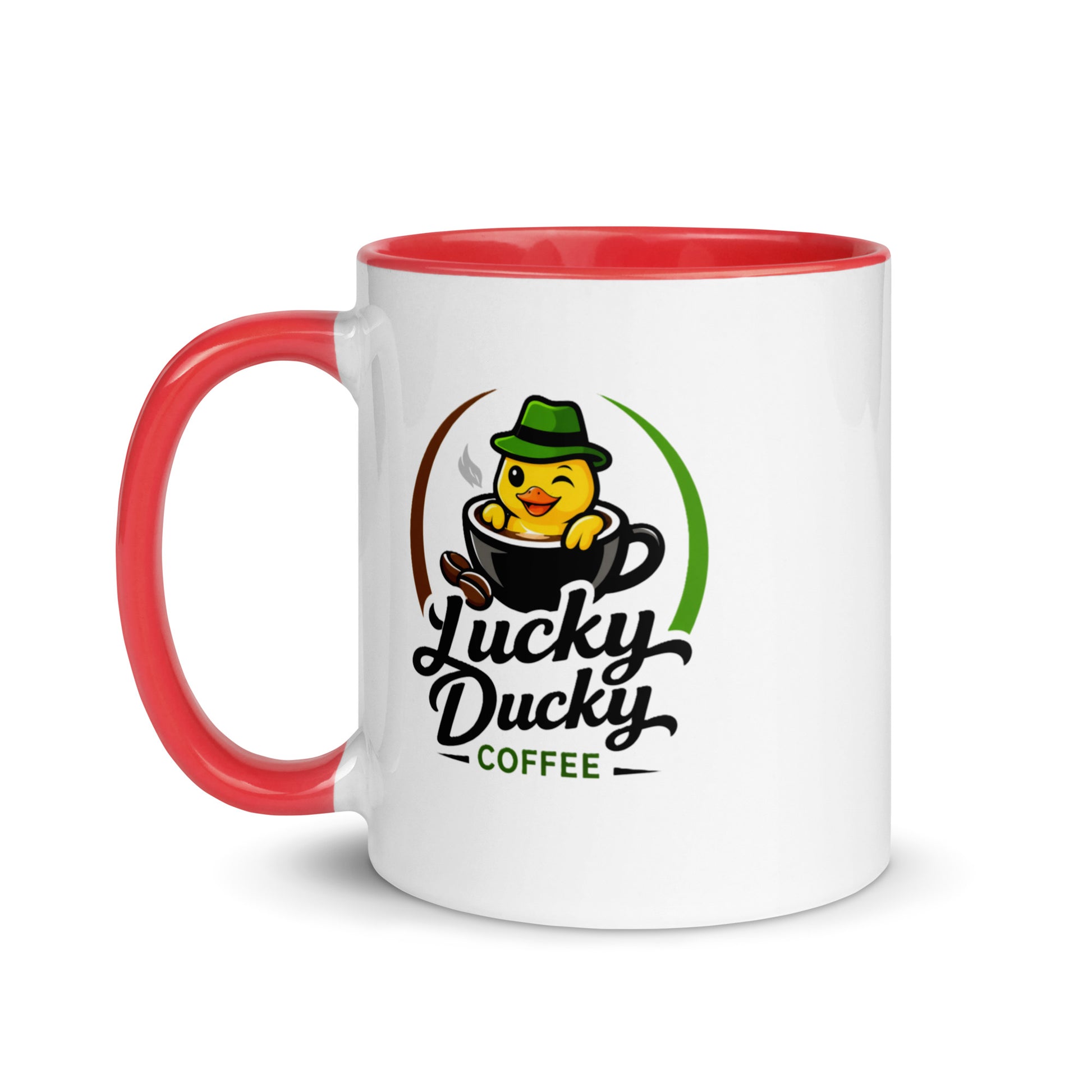 Lucky Ducky Red Accent Ceramic Mug - Lucky Ducky Coffee - Palm Springs