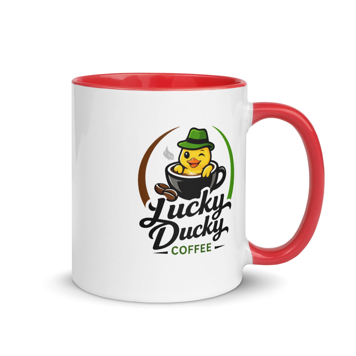 Lucky Ducky Red Accent Ceramic Mug - Lucky Ducky Coffee - Palm Springs