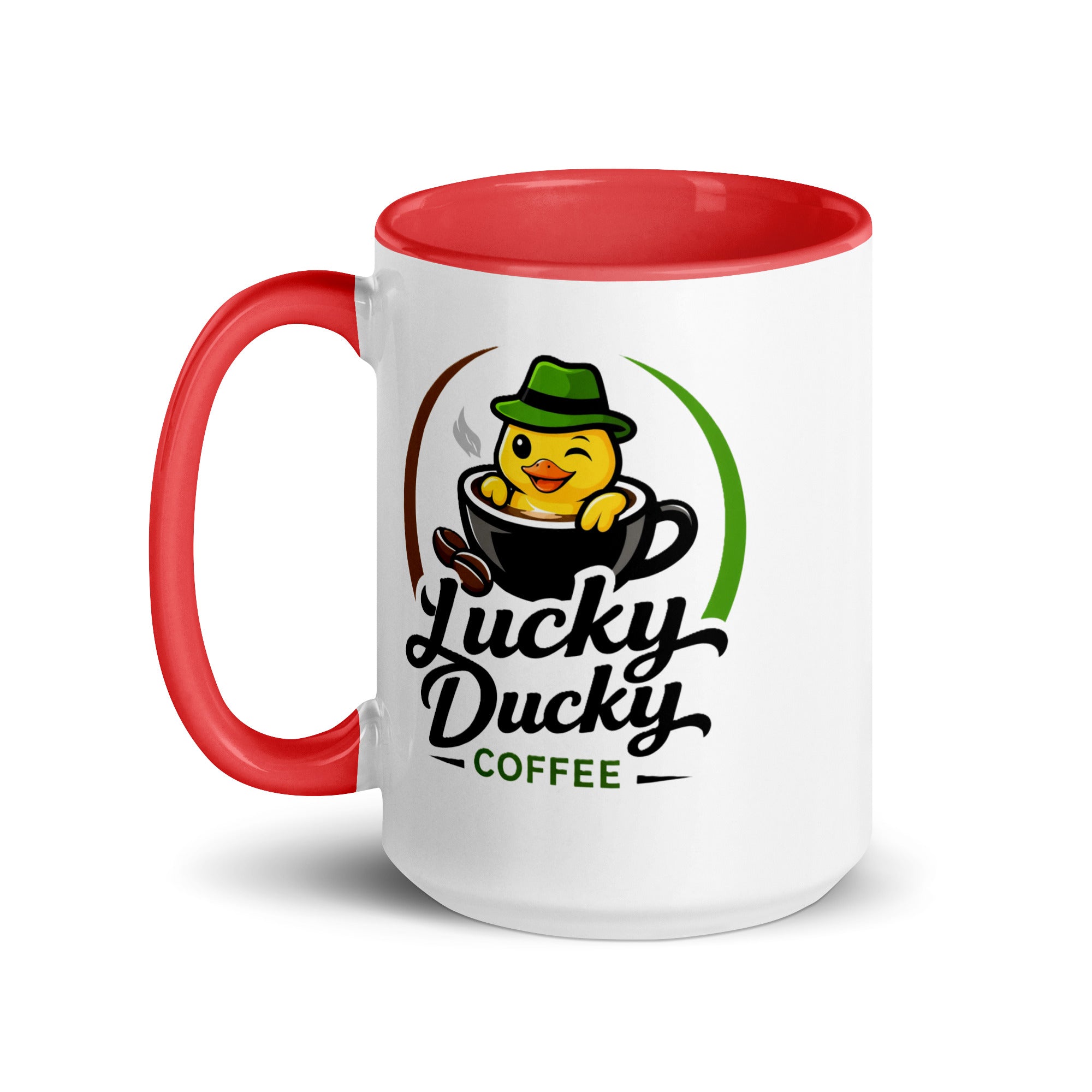 Lucky Ducky Red Accent Ceramic Mug - Lucky Ducky Coffee - Palm Springs