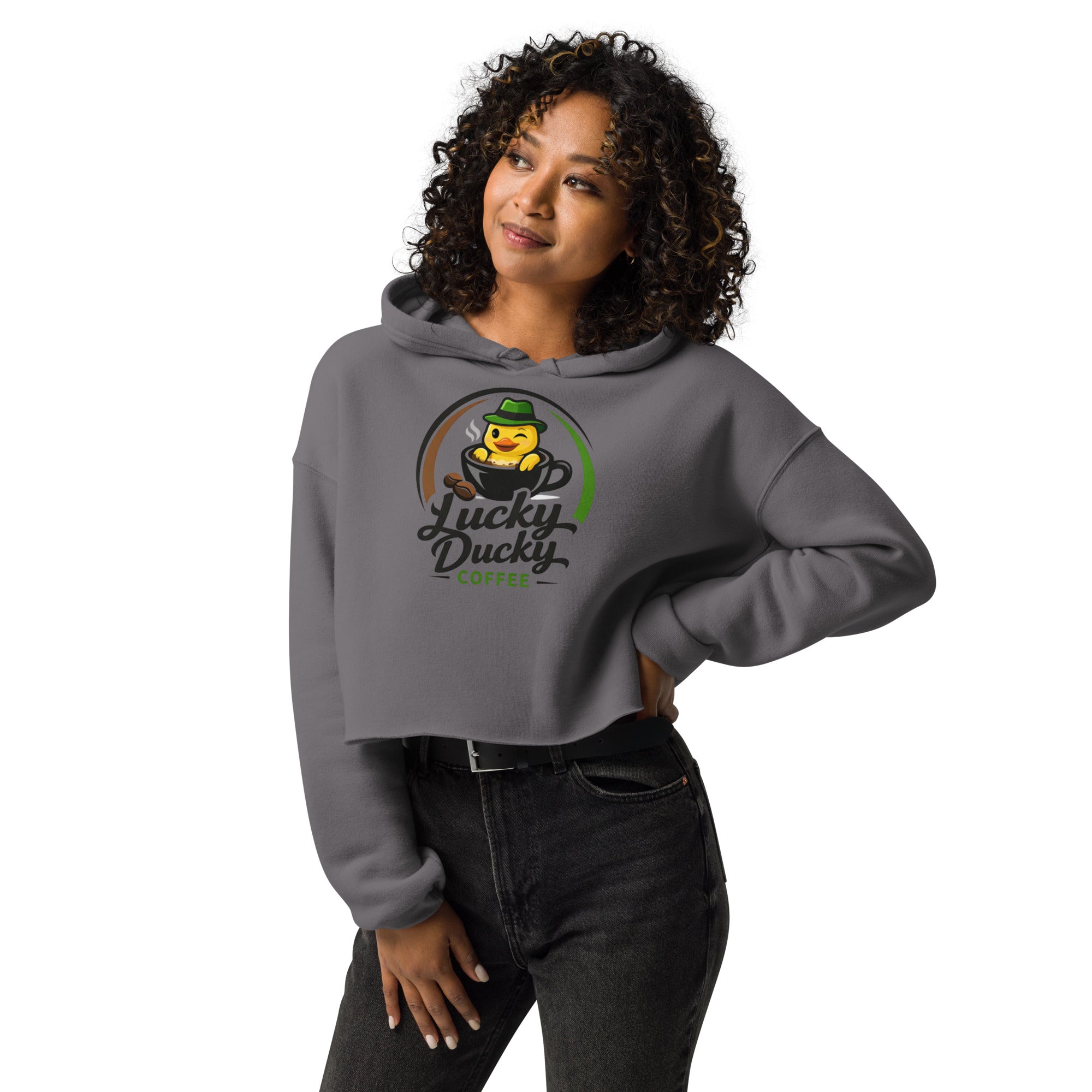 Lucky Ducky Cropped Hoodie - Lucky Ducky Coffee - Palm Springs